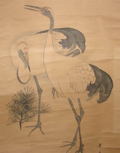 赤穂市　鶴　掛軸　修理